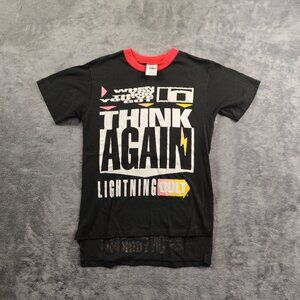 VTG 1995 Lightning Bolt Shirt YOUTH Boys Large Black Short Sleeve Single Stitch
